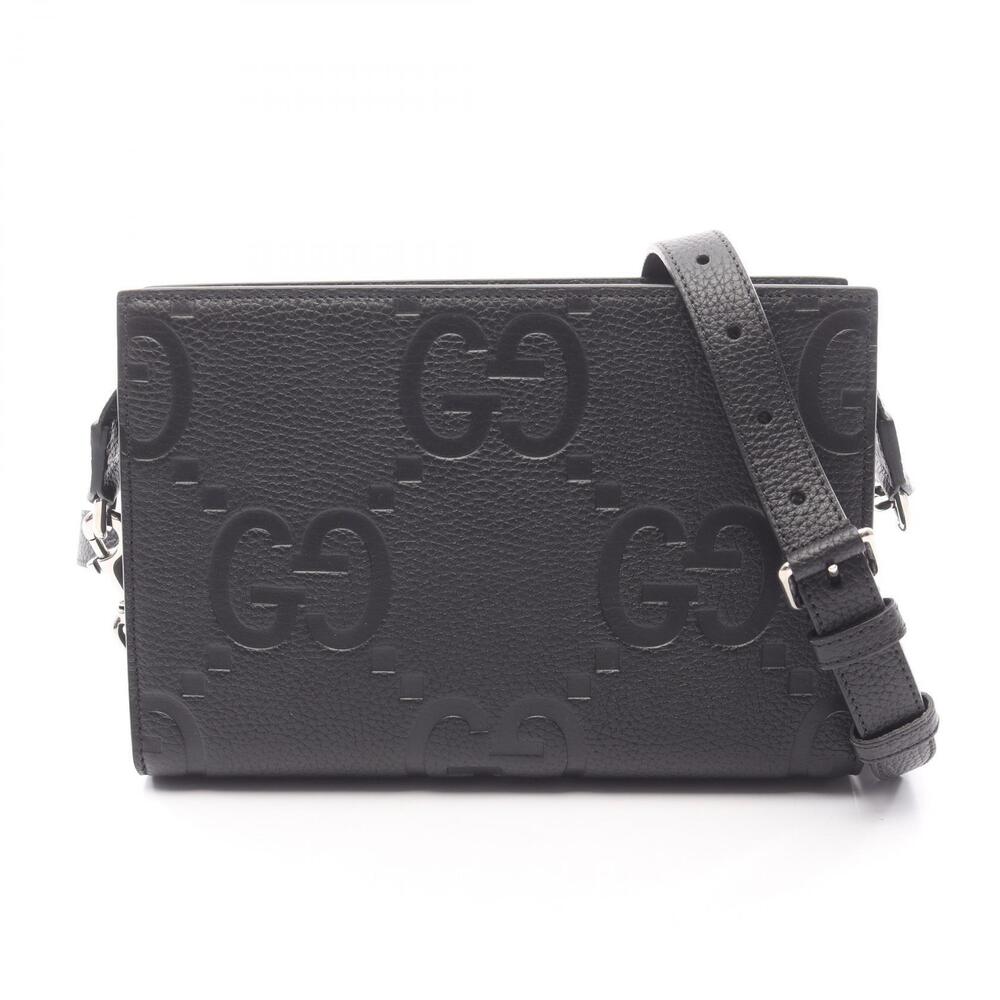 Gucci Jumbo GG Shoulder Bag Leather Black